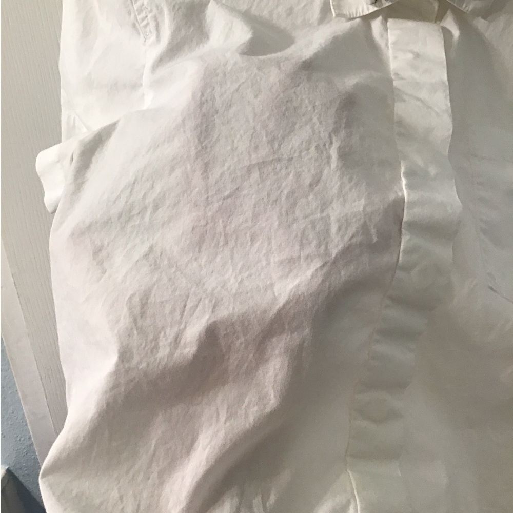 J. Crew White Short Sleeve Shirt with Embroidered Collar - Picture 8 of 8
